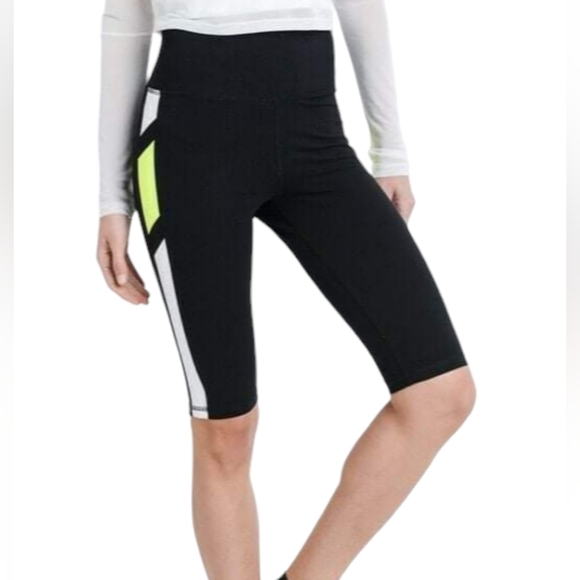 Mono B Black Biker Shorts With Neon Side Stripe - Picture 4 of 6